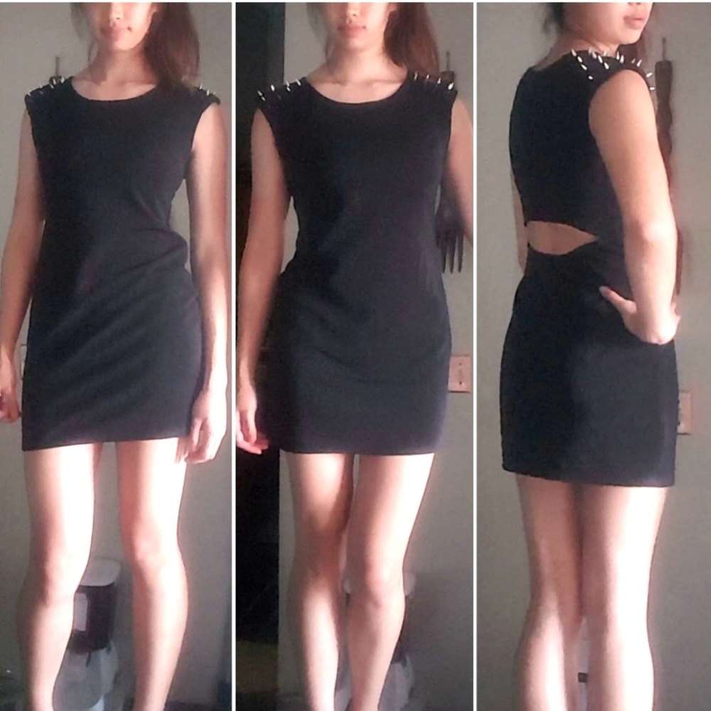 NWOT Forever 21 Black Spike Shoulder Dress